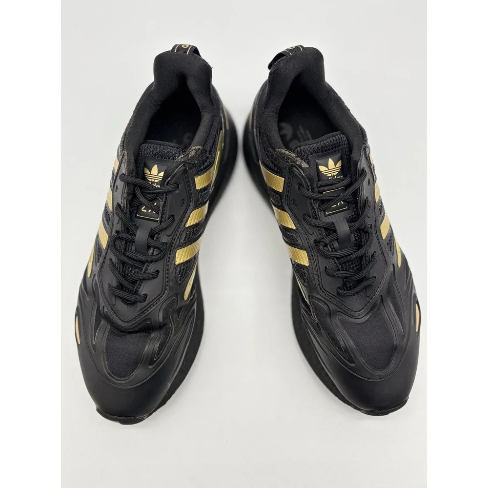 Adidas ZX 2K Boost 2.0 Black Gold Metallic Mens Running Shoes GZ7743 Size 8.5